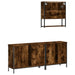 Set mobilier de baie, 3 piese, stejar fumuriu, lemn prelucrat - WALTI WALTI