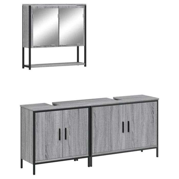 Set mobilier de baie, 3 piese, gri sonoma, lemn prelucrat - WALTI WALTI