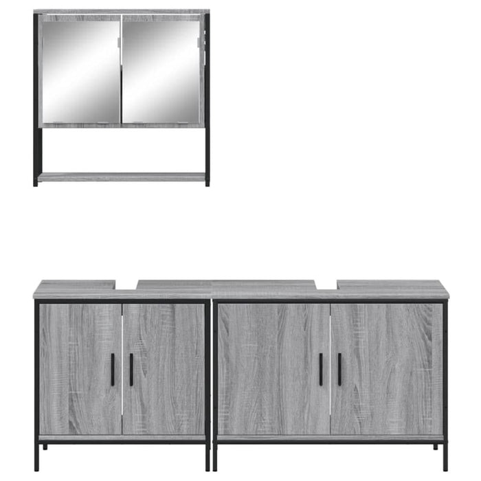 Set mobilier de baie, 3 piese, gri sonoma, lemn prelucrat - WALTI WALTI
