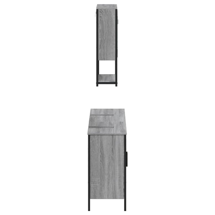 Set mobilier de baie, 3 piese, gri sonoma, lemn prelucrat - WALTI WALTI