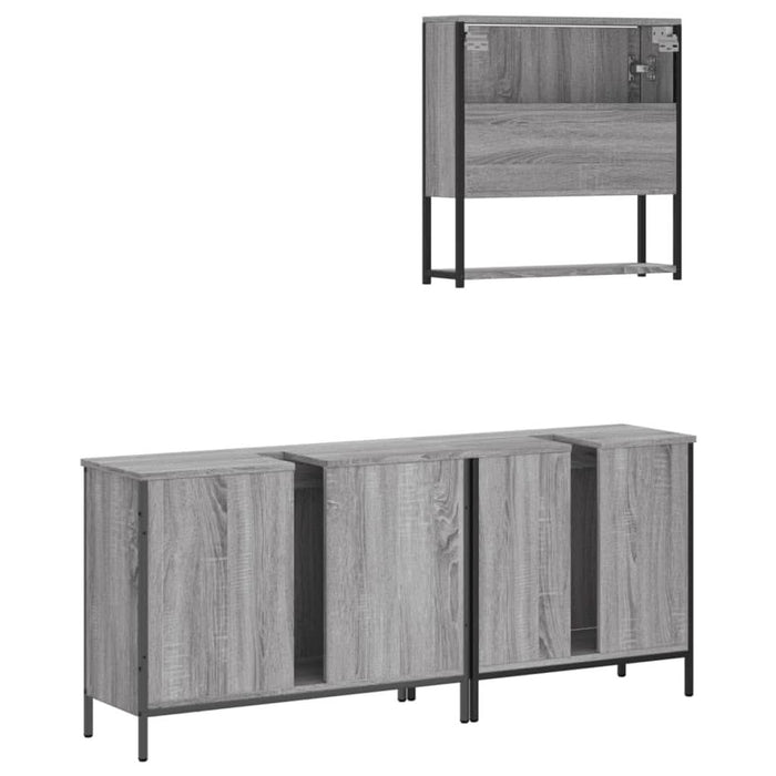 Set mobilier de baie, 3 piese, gri sonoma, lemn prelucrat - WALTI WALTI