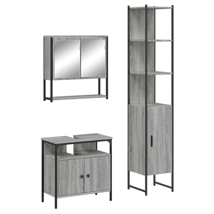 Set mobilier de baie, 3 piese, gri sonoma, lemn prelucrat - WALTI WALTI