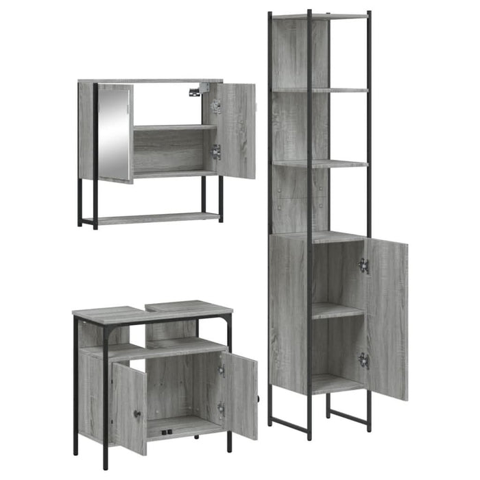 Set mobilier de baie, 3 piese, gri sonoma, lemn prelucrat - WALTI WALTI