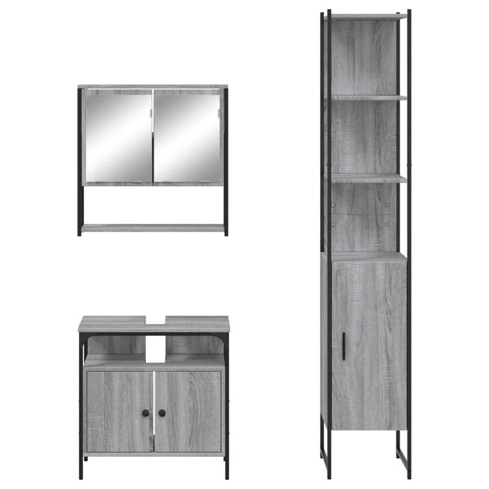 Set mobilier de baie, 3 piese, gri sonoma, lemn prelucrat - WALTI WALTI