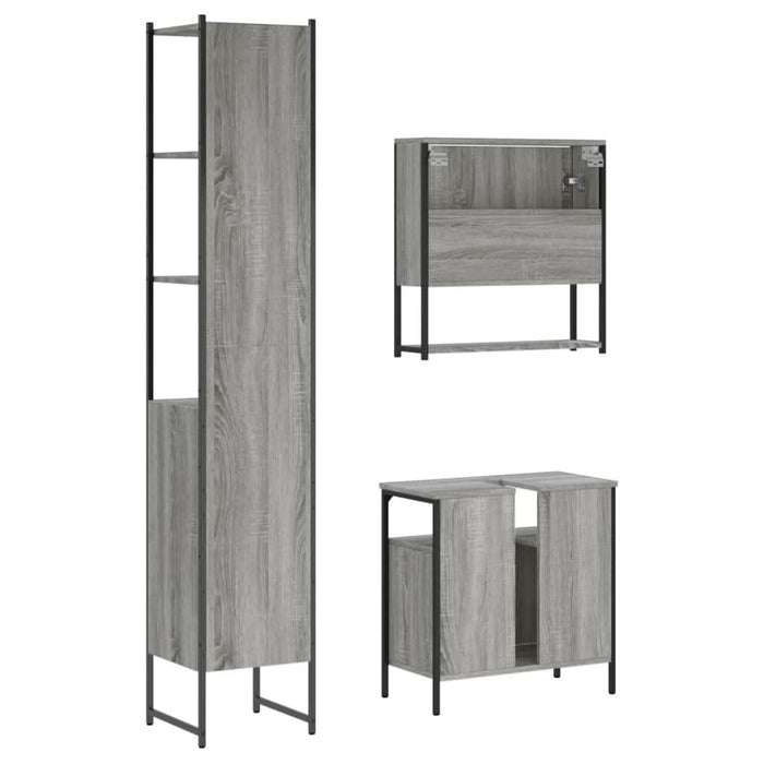 Set mobilier de baie, 3 piese, gri sonoma, lemn prelucrat - WALTI WALTI