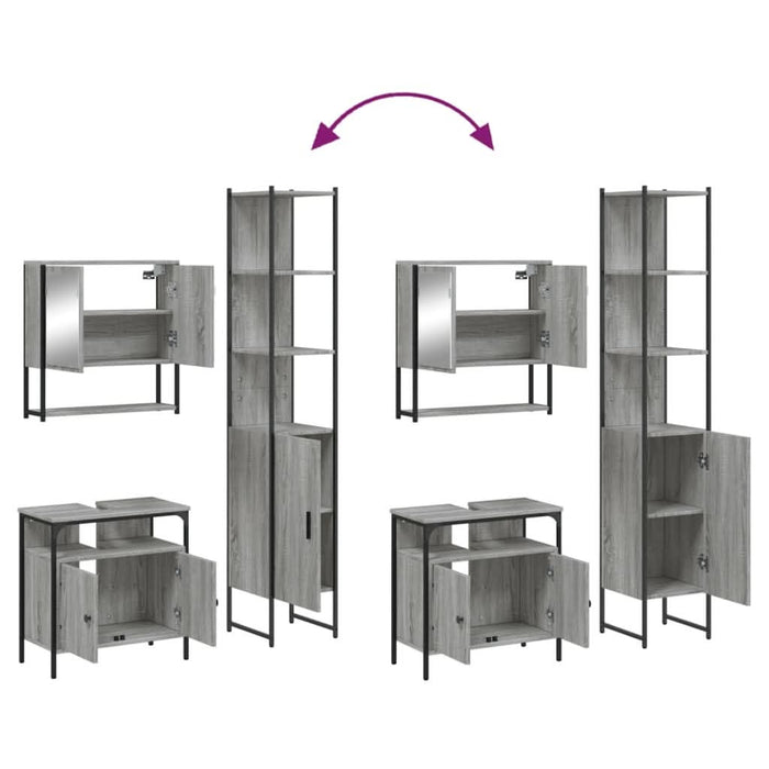 Set mobilier de baie, 3 piese, gri sonoma, lemn prelucrat - WALTI WALTI