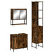 Set mobilier de baie, 3 piese, stejar fumuriu, lemn prelucrat - WALTI WALTI