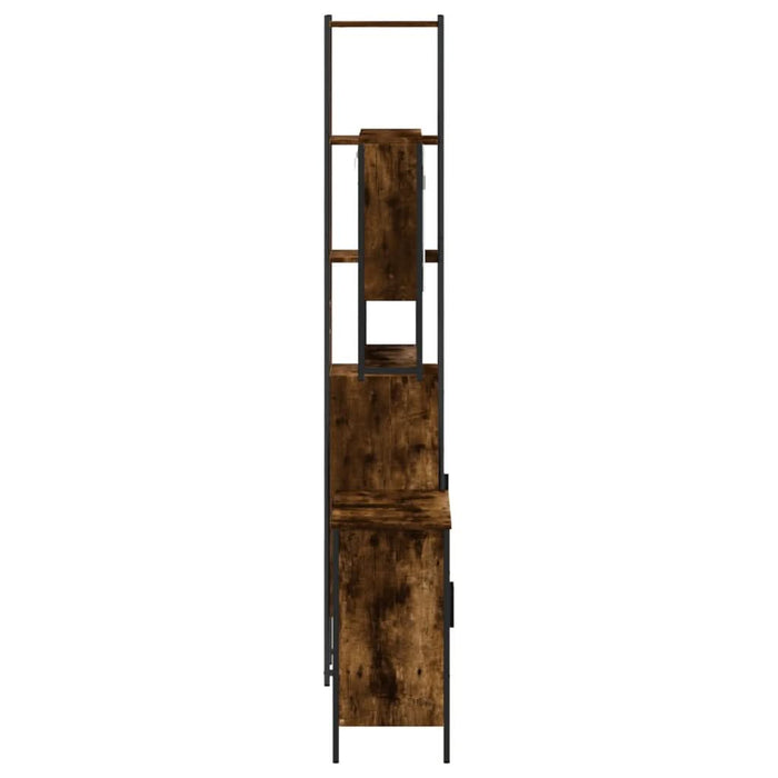 Set mobilier de baie, 3 piese, stejar fumuriu, lemn prelucrat - WALTI WALTI
