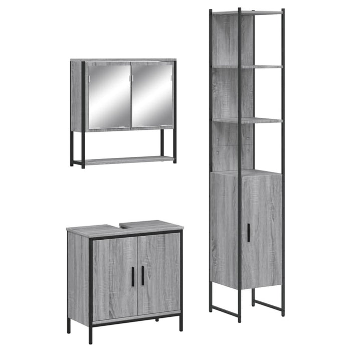 Set mobilier de baie, 3 piese, gri sonoma, lemn prelucrat - WALTI WALTI
