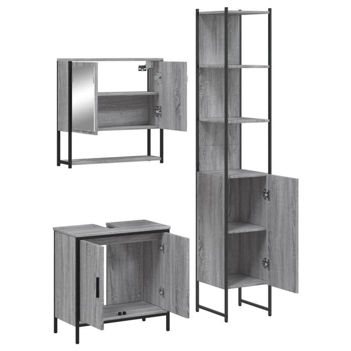 Set mobilier de baie, 3 piese, gri sonoma, lemn prelucrat - WALTI WALTI