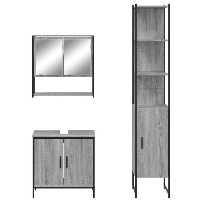 Set mobilier de baie, 3 piese, gri sonoma, lemn prelucrat - WALTI WALTI