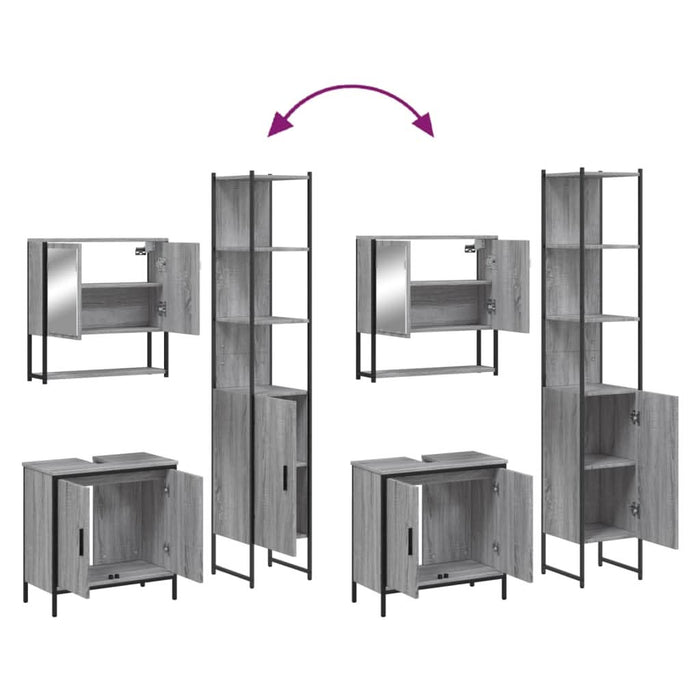 Set mobilier de baie, 3 piese, gri sonoma, lemn prelucrat - WALTI WALTI