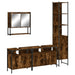 Set mobilier de baie, 4 piese, stejar fumuriu, lemn prelucrat - WALTI WALTI