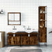 Set mobilier de baie, 4 piese, stejar fumuriu, lemn prelucrat - WALTI WALTI