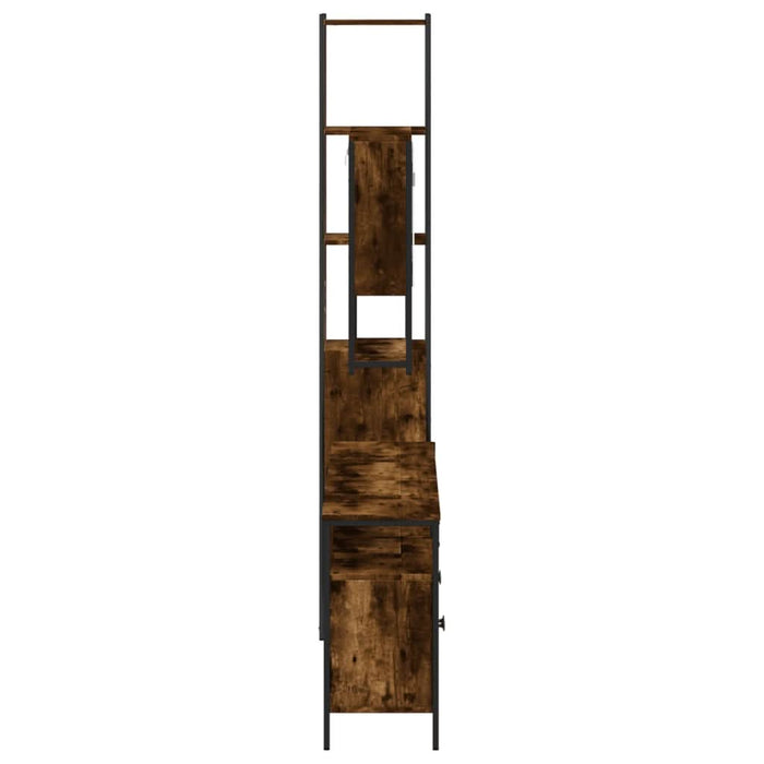 Set mobilier de baie, 4 piese, stejar fumuriu, lemn prelucrat - WALTI WALTI