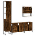Set mobilier de baie, 4 piese, stejar fumuriu, lemn prelucrat - WALTI WALTI