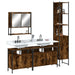 Set mobilier de baie, 4 piese, stejar fumuriu, lemn prelucrat - WALTI WALTI