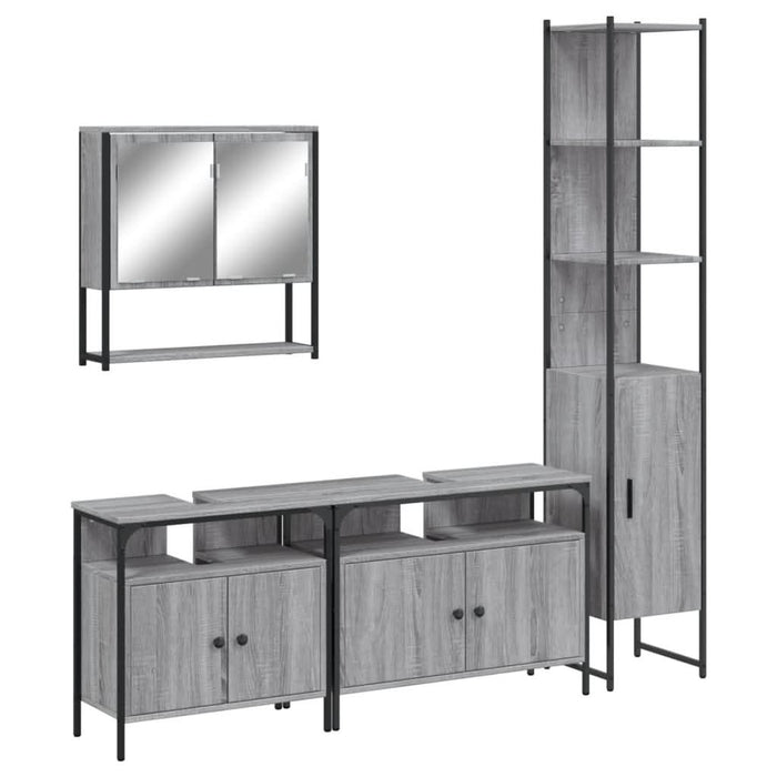 Set mobilier de baie, 4 piese, gri sonoma, lemn prelucrat - WALTI WALTI
