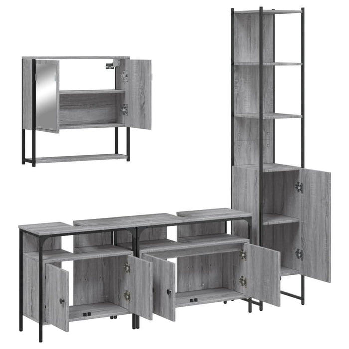 Set mobilier de baie, 4 piese, gri sonoma, lemn prelucrat - WALTI WALTI