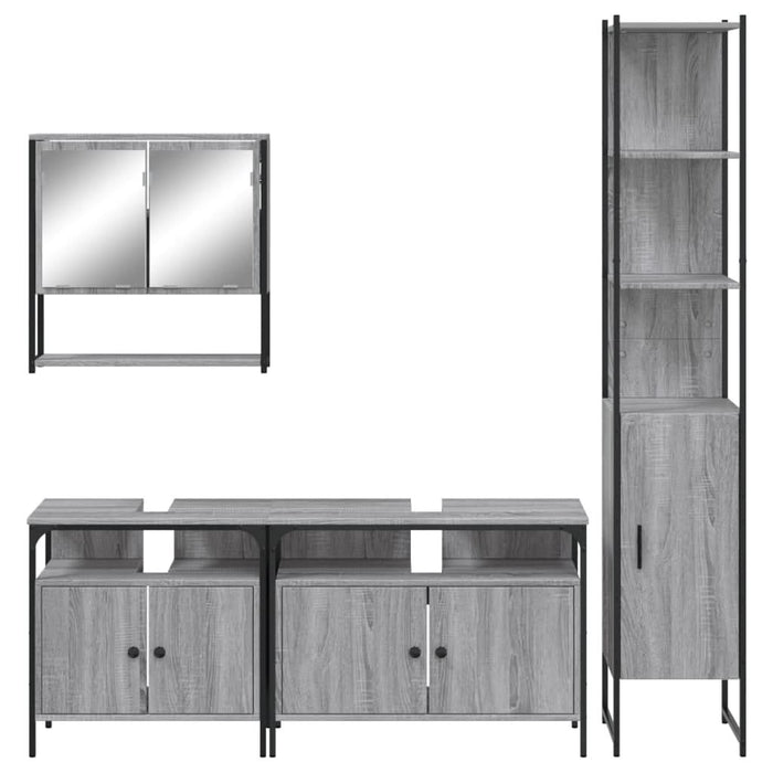 Set mobilier de baie, 4 piese, gri sonoma, lemn prelucrat - WALTI WALTI