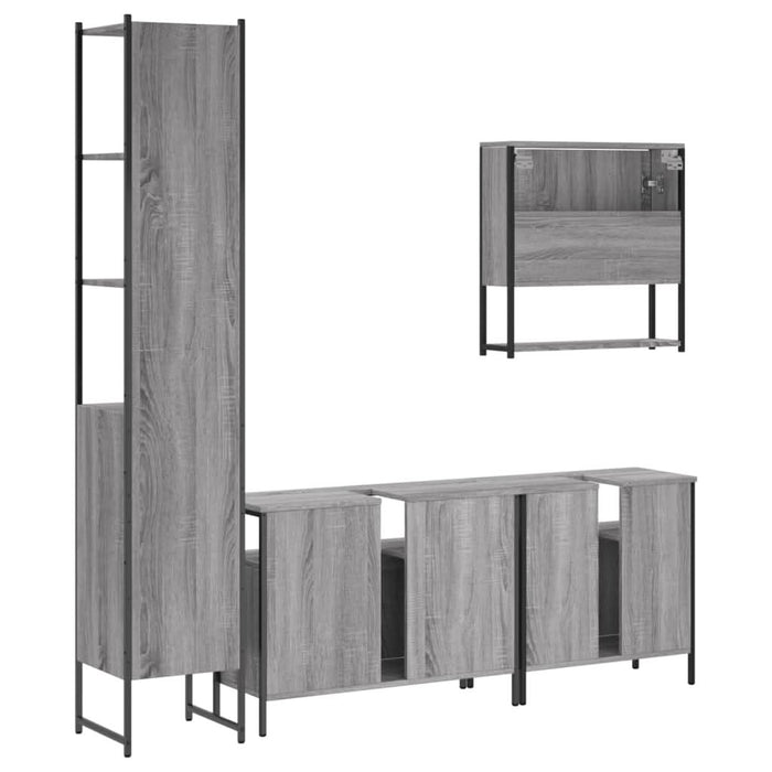 Set mobilier de baie, 4 piese, gri sonoma, lemn prelucrat - WALTI WALTI