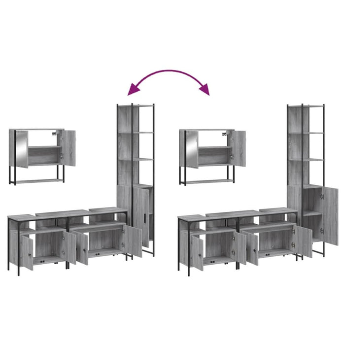 Set mobilier de baie, 4 piese, gri sonoma, lemn prelucrat - WALTI WALTI