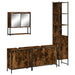 Set mobilier de baie, 4 piese, stejar fumuriu, lemn prelucrat - WALTI WALTI