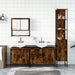 Set mobilier de baie, 4 piese, stejar fumuriu, lemn prelucrat - WALTI WALTI