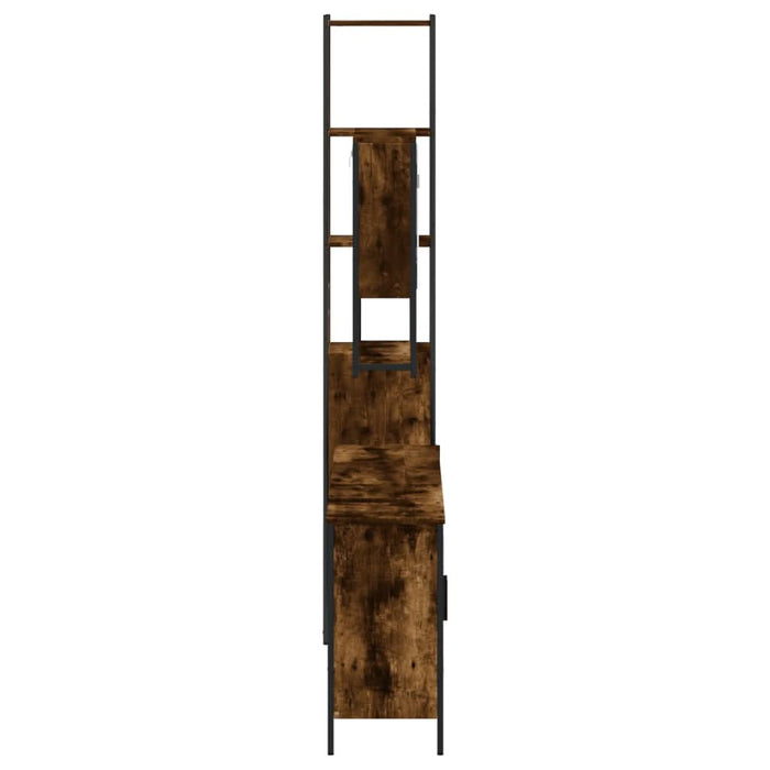 Set mobilier de baie, 4 piese, stejar fumuriu, lemn prelucrat - WALTI WALTI
