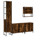 Set mobilier de baie, 4 piese, stejar fumuriu, lemn prelucrat - WALTI WALTI