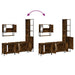 Set mobilier de baie, 4 piese, stejar fumuriu, lemn prelucrat - WALTI WALTI