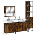 Set mobilier de baie, 4 piese, stejar fumuriu, lemn prelucrat - WALTI WALTI