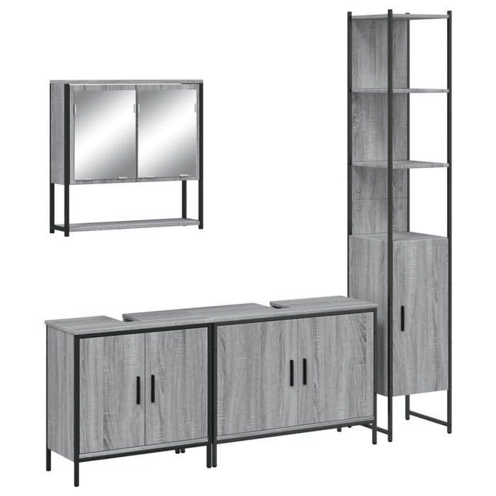 Set mobilier de baie, 4 piese, gri sonoma, lemn prelucrat - WALTI WALTI