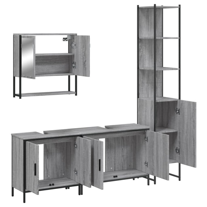 Set mobilier de baie, 4 piese, gri sonoma, lemn prelucrat - WALTI WALTI