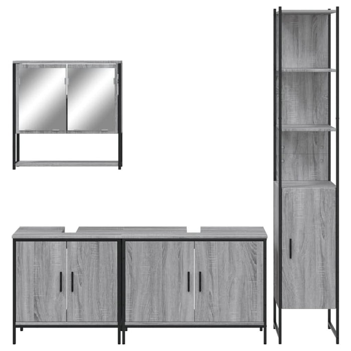 Set mobilier de baie, 4 piese, gri sonoma, lemn prelucrat - WALTI WALTI