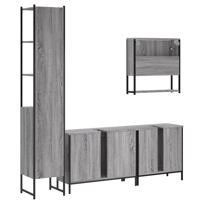 Set mobilier de baie, 4 piese, gri sonoma, lemn prelucrat - WALTI WALTI
