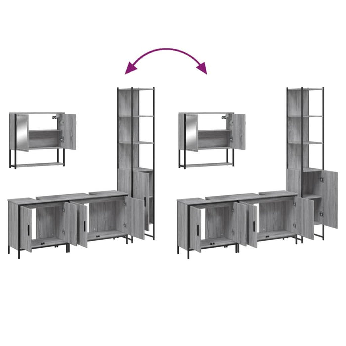 Set mobilier de baie, 4 piese, gri sonoma, lemn prelucrat - WALTI WALTI