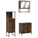Set mobilier de baie, 3 piese, stejar fumuriu, lemn prelucrat - WALTI WALTI