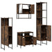Set mobilier de baie, 4 piese, stejar fumuriu, lemn prelucrat - WALTI WALTI