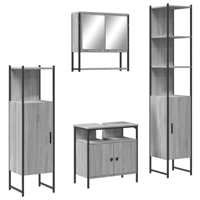 Set mobilier de baie, 4 piese, gri sonoma, lemn prelucrat - WALTI WALTI