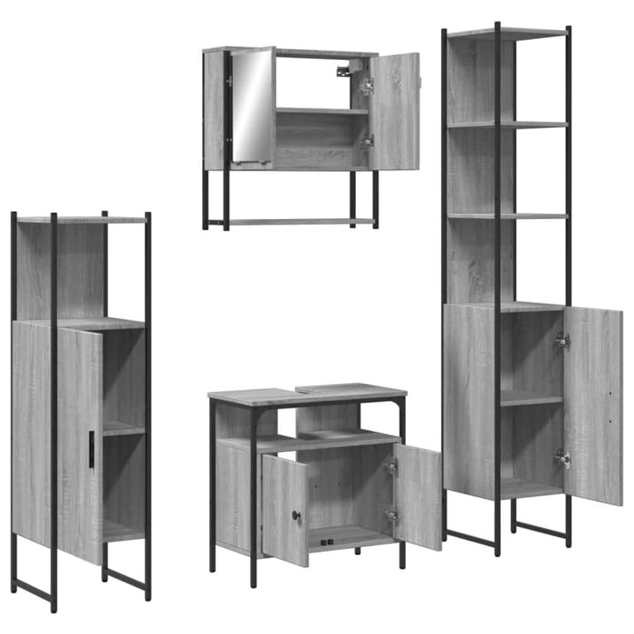 Set mobilier de baie, 4 piese, gri sonoma, lemn prelucrat - WALTI WALTI