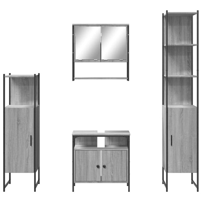 Set mobilier de baie, 4 piese, gri sonoma, lemn prelucrat - WALTI WALTI