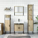 Set mobilier de baie, 4 piese, stejar fumuriu, lemn prelucrat - WALTI WALTI