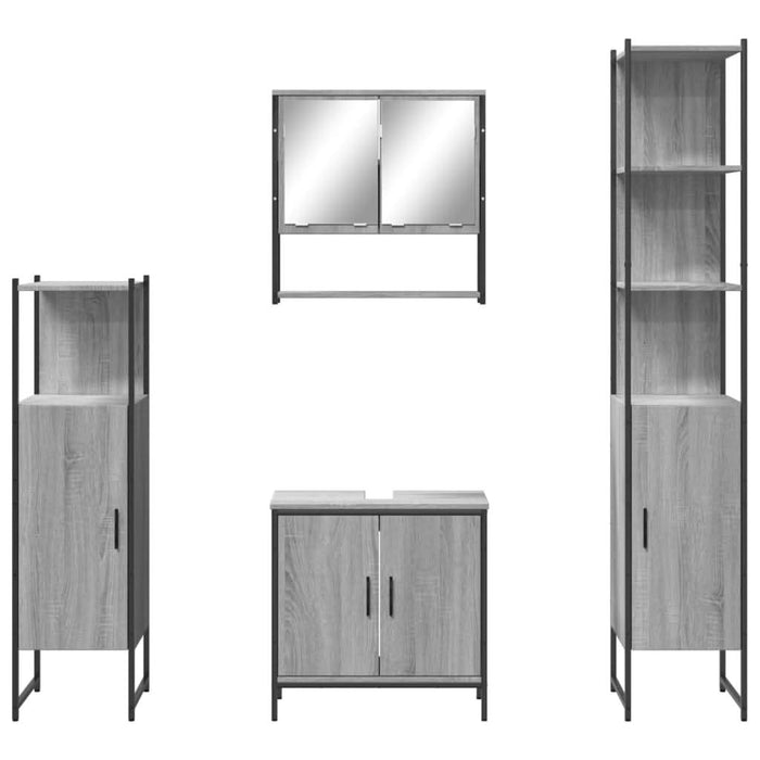 Set mobilier de baie, 4 piese, gri sonoma, lemn prelucrat - WALTI WALTI
