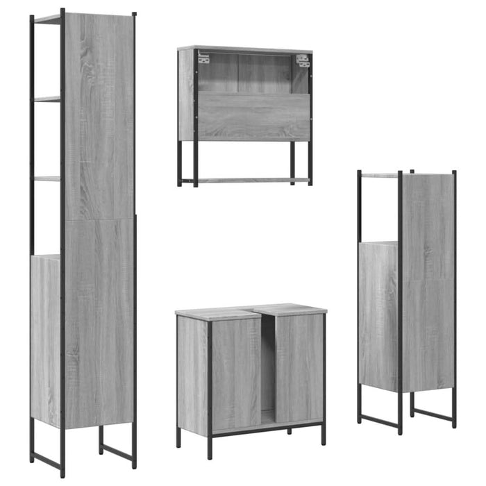 Set mobilier de baie, 4 piese, gri sonoma, lemn prelucrat - WALTI WALTI