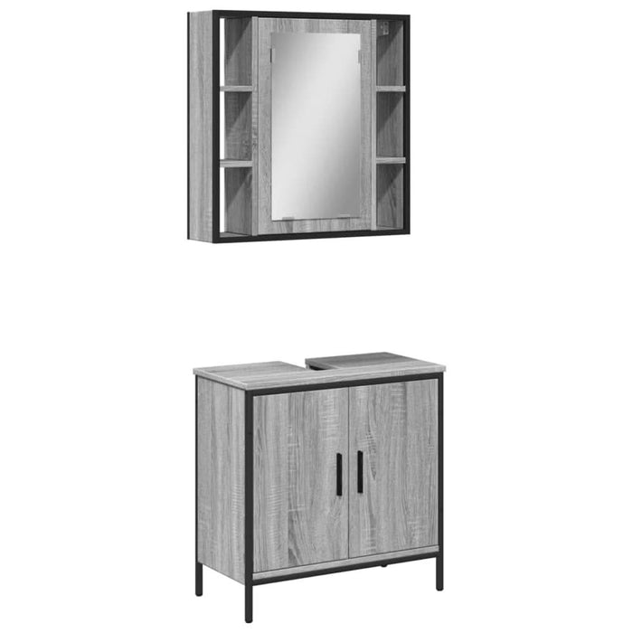 Set mobilier de baie, 2 piese, gri sonoma, lemn prelucrat - WALTI WALTI