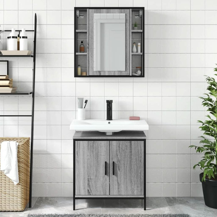 Set mobilier de baie, 2 piese, gri sonoma, lemn prelucrat - WALTI WALTI