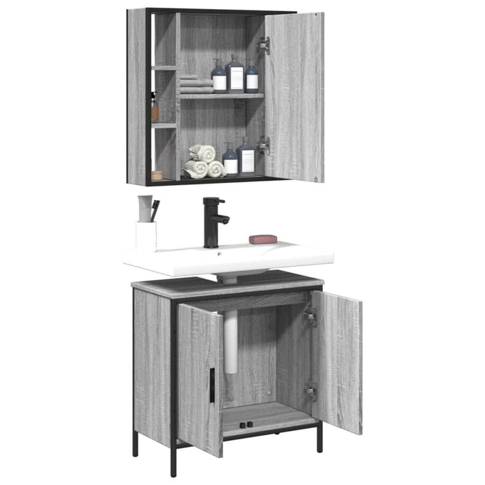 Set mobilier de baie, 2 piese, gri sonoma, lemn prelucrat - WALTI WALTI