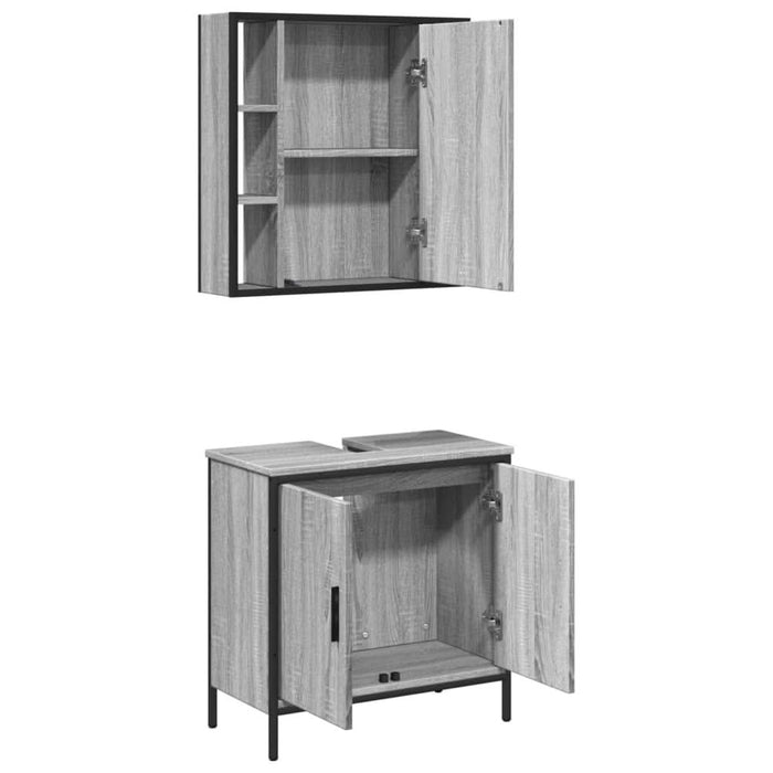 Set mobilier de baie, 2 piese, gri sonoma, lemn prelucrat - WALTI WALTI