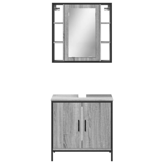 Set mobilier de baie, 2 piese, gri sonoma, lemn prelucrat - WALTI WALTI